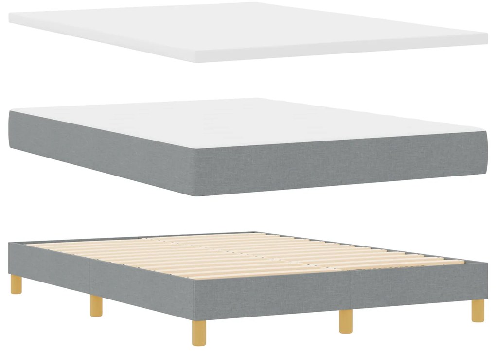 vidaXL Κρεβάτι Box Spring με στρώμα - Ανοιχτό γκρι, 140x200 εκ., Ύφασμα
