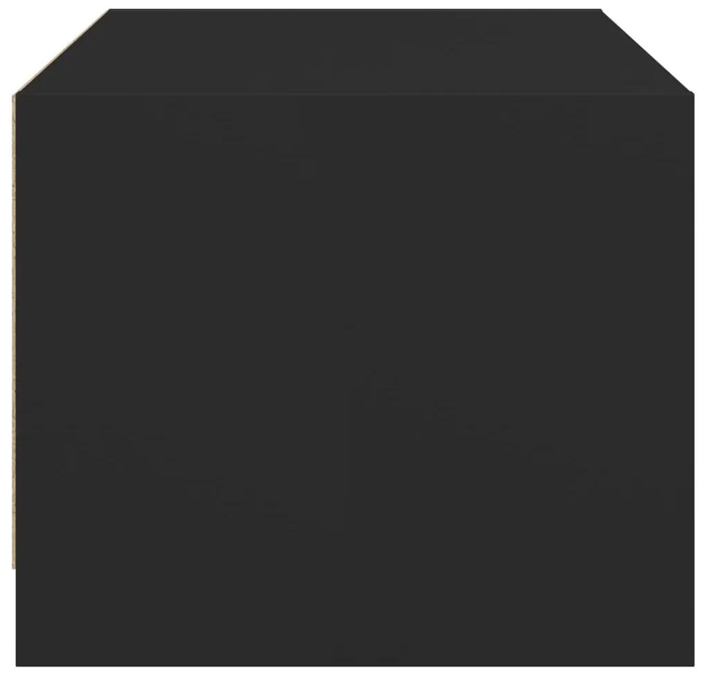 Τραπεζάκι Σαλονιού Μαύρο 68x50x42 εκ. με Γυάλινες Πόρτες - Μαύρο
