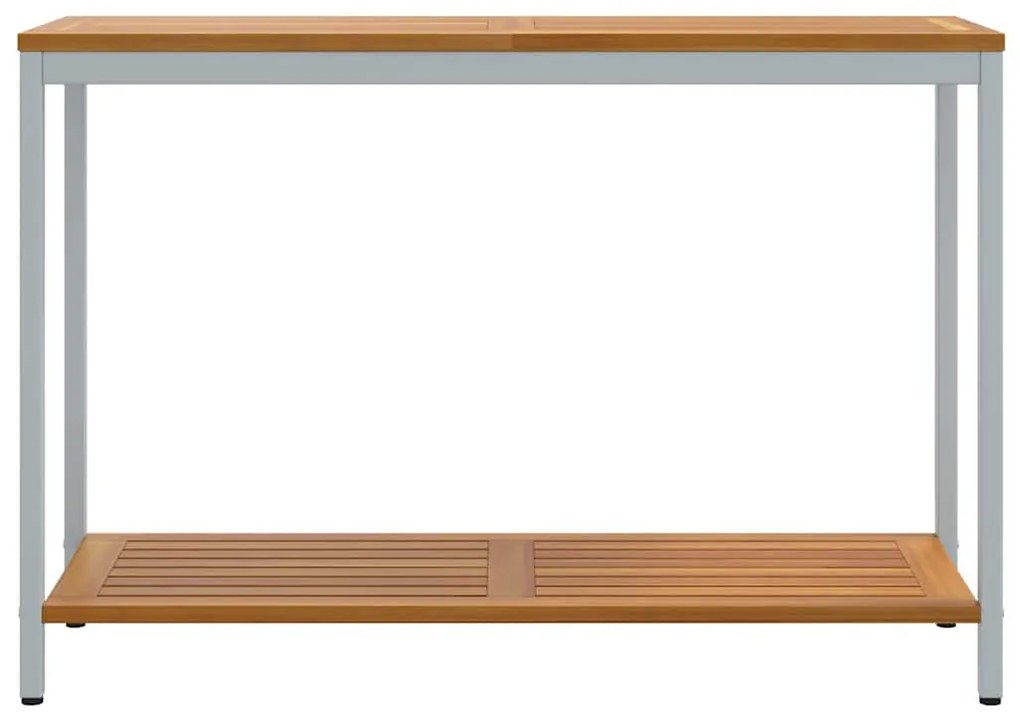 vidaXL Εξωτερικό Τραπέζι Φυσικό & Γκρι, 35 x 110 x 75 εκ, Σταθερό, Φτιαγμένο από Ξύλο και Χάλυβα