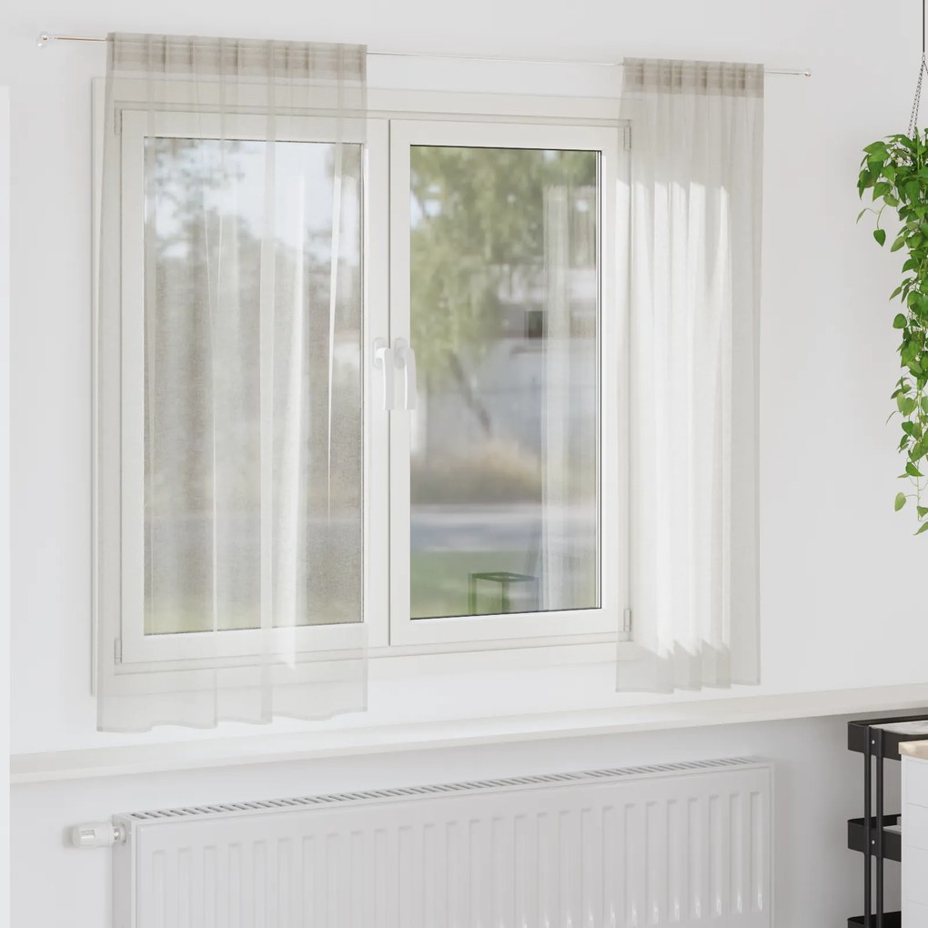 vidaXL Κουρτίνες με κουρτίνες 2 pcs Κρεμ 140 x 175 εκ. Πολυεστέρας
