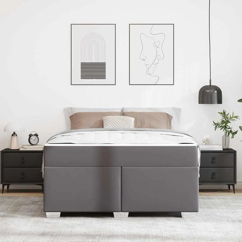 vidaXL Σκελετός Κρεβατιού Άλλο Γκρι 140 x 200 cm Τεχνητό δέρμα