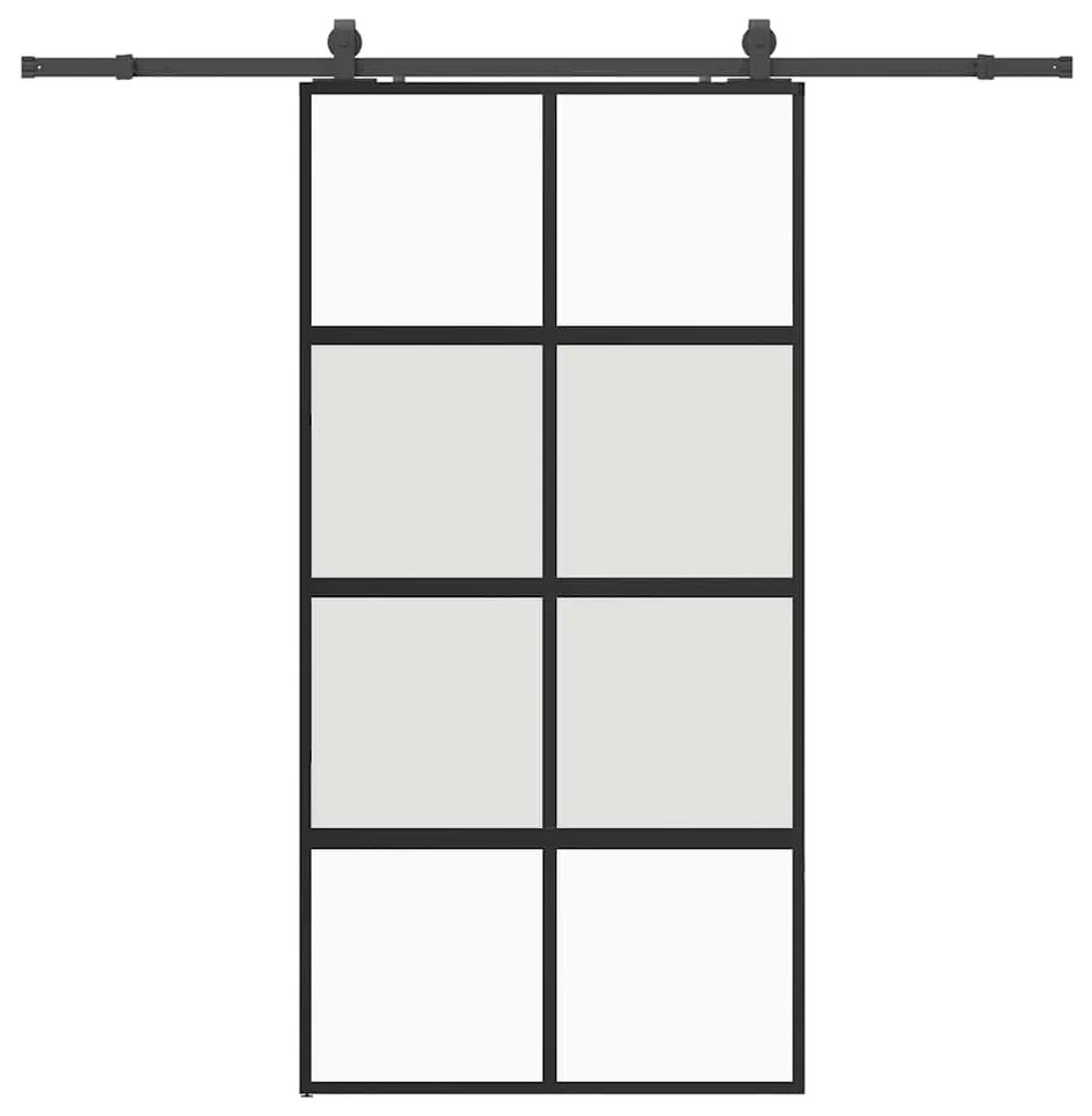 vidaXL Σετ συρόμενης πόρτας με υλικό μαύρο 102,5x205 cm