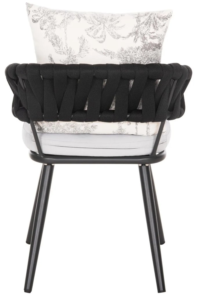 Καρέκλα - Πολυθρόνα CAMDEN C6141.01 Ανθρακί Αλουμινίου με Εκρού Μαξιλάρια σε Σχέδιο Print 56x60x72-87Υεκ. 56x60x87 εκ.