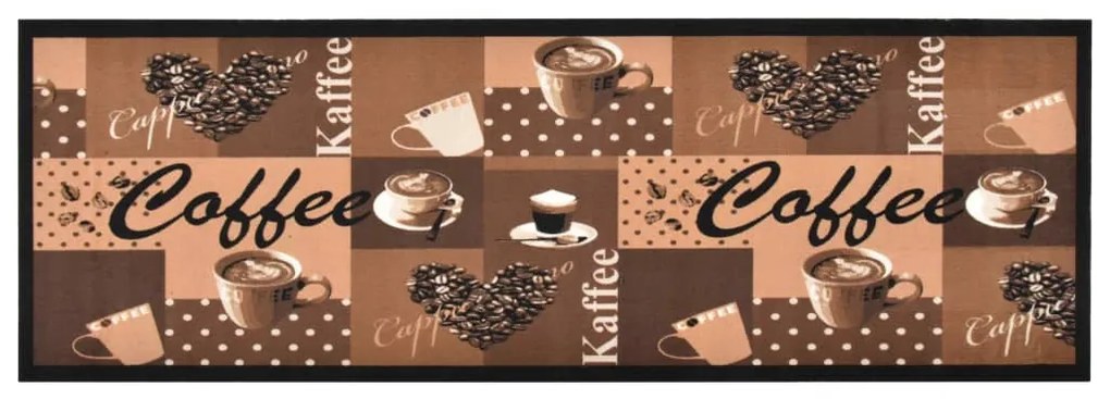 vidaXL Πατάκι Κουζίνας Σχέδιο Coffee Καφέ Πλενόμενο 60 x 300 εκ.