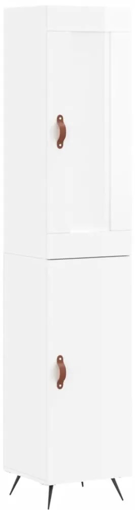 vidaXL Ντουλάπι Γυαλ. Λευκό 34,5 x 34 x 180 εκ. από Επεξεργασμένο Ξύλο