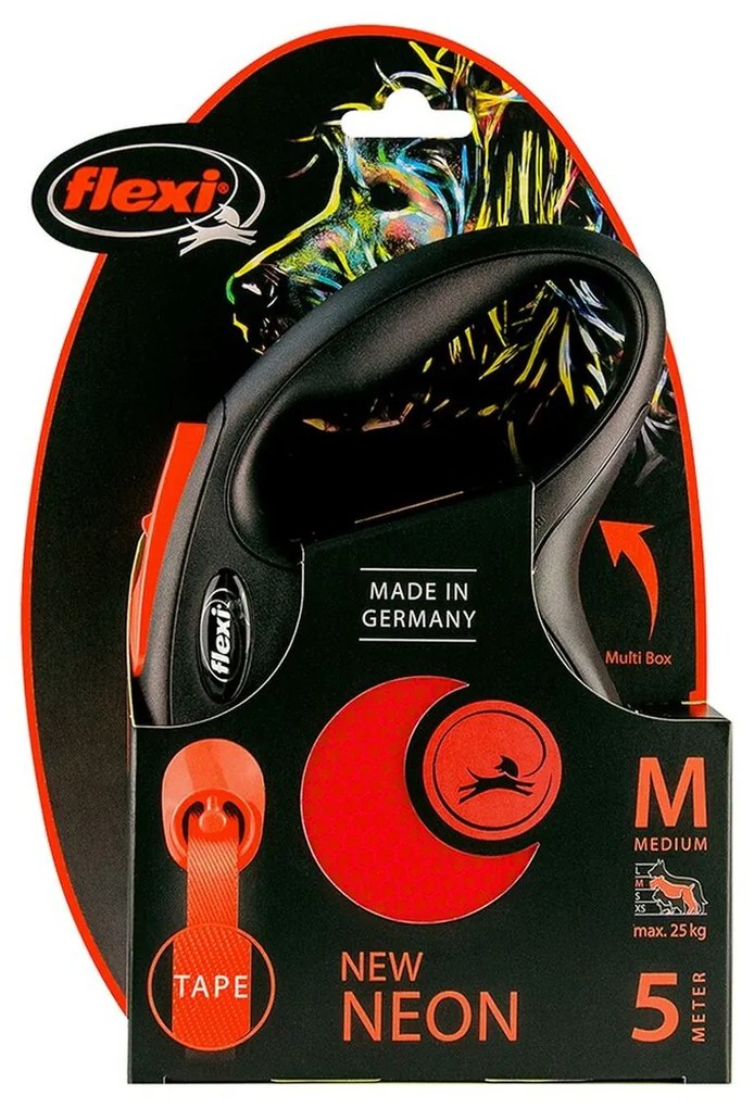Λουρί Σκύλου Flexi NEW NEON 5 m Πορτοκαλί Μέγεθος M