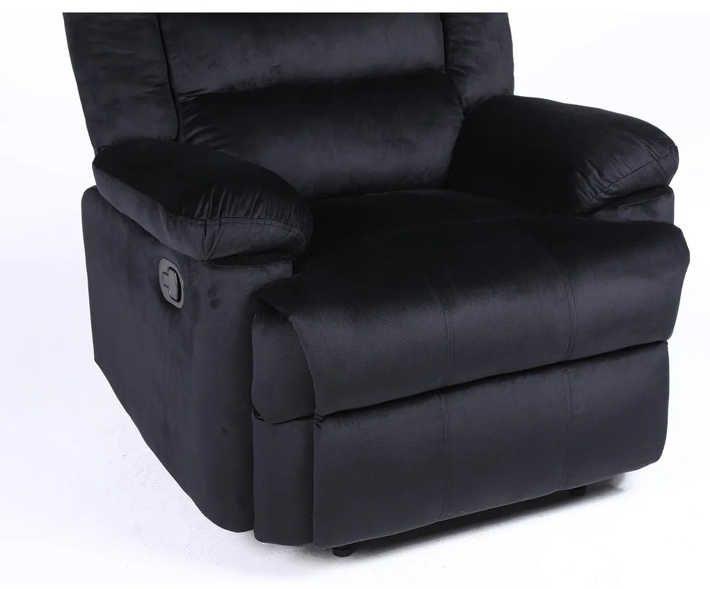 Πολυθρόνα Ανακλινόμενη ArteLibre CARINAE Μαύρο Βελούδο 93x90x100cm