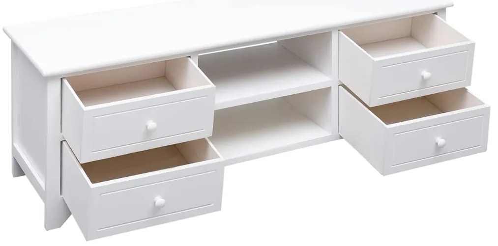 vidaXL Έπιπλο Τηλεόρασης Λευκό 108x30x40 εκ. από Μασίφ Ξύλο Παυλώνιας