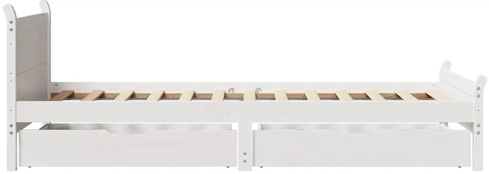 vidaXL Σκελετός Κρεβ. Χωρίς Στρώμα Λευκό 75x190 εκ Μασίφ Πεύκο