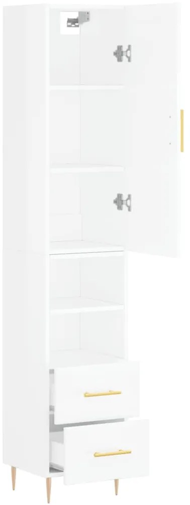 vidaXL Ντουλάπι Γυαλ. Λευκό 34,5 x 34 x 180 εκ. από Επεξεργασμένο Ξύλο