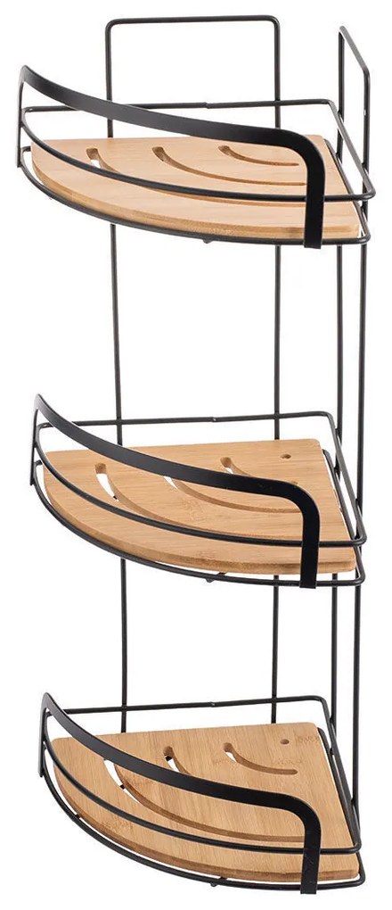 Estia 02-12786 Essentials Γωνιακή Επιτοίχια Ραφιέρα Μπάνιου Bamboo με 3 Ράφια 19.5x19.5x49cm