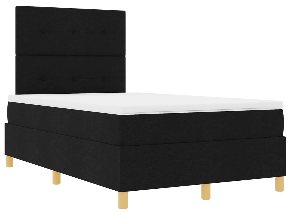 vidaXL Κρεβάτι Box Spring με Στρώμα & LED Μαύρο 120x200 εκ. Υφάσματα