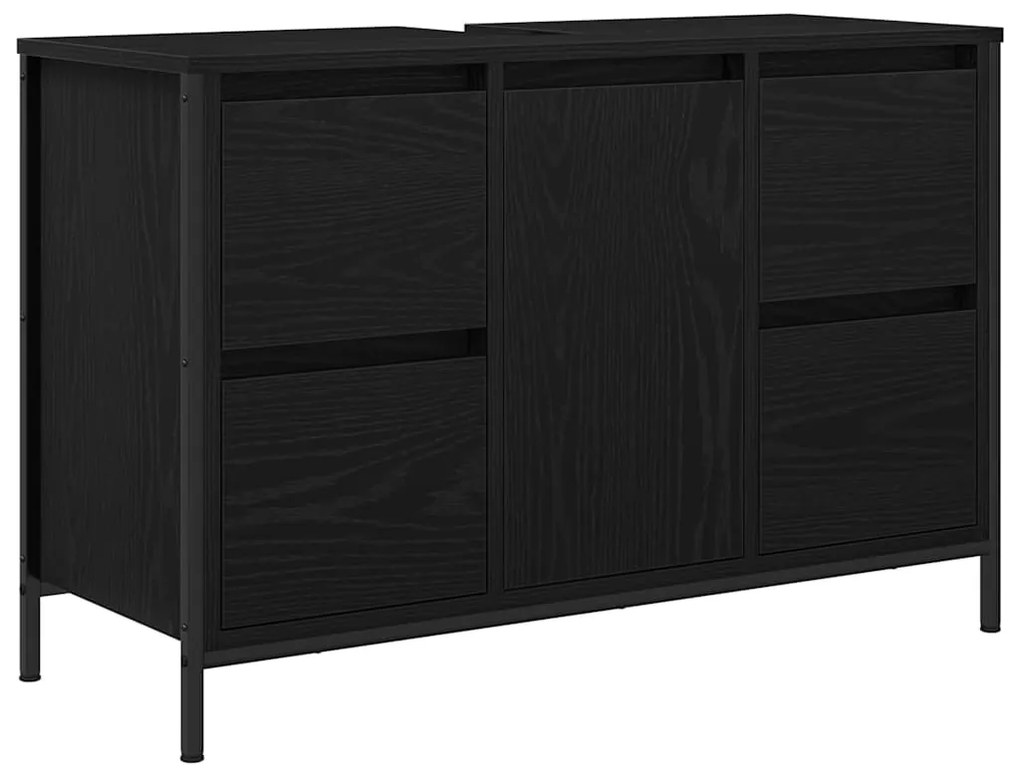 vidaXL Σετ Επίπλων Μπάνιου με ράφι 2 pcs Μαύρη δρυς 36 x 35 x 165 εκ