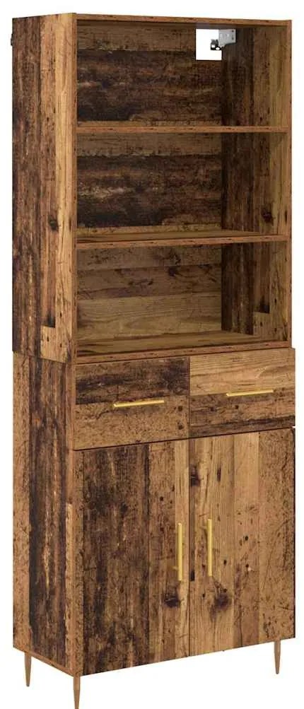 vidaXL Highboard Παλιό ξύλο 69,5 x 34 x 180 εκ. Επεξεργασμένο ξύλο