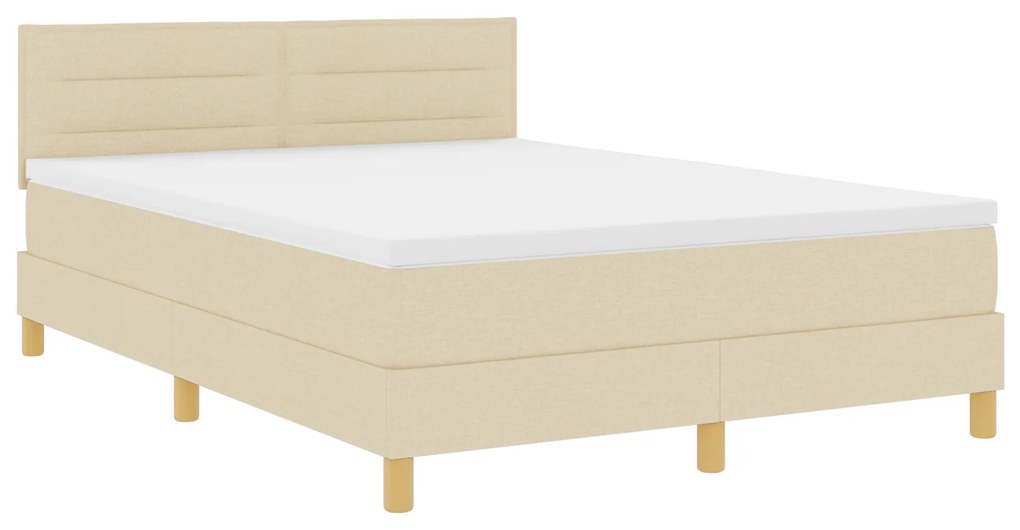 vidaXL Κρεβάτι Box Spring με Στρώμα Κρεμ 140χ200 εκ. Ύφασμα