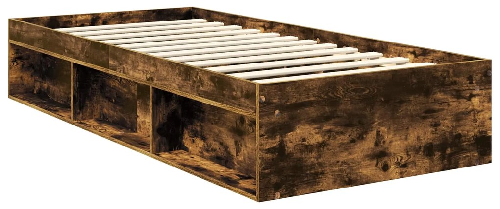 vidaXL Σκελετός Κρεβατιού με κεφαλάρι Καπνιστό Δρύς 90 x 200 cm