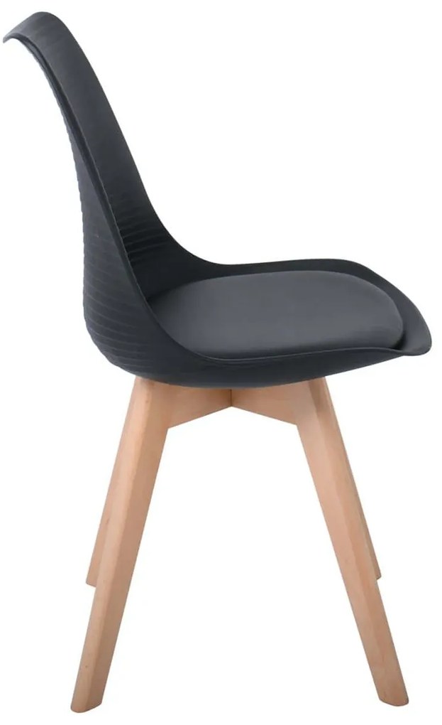 MARTIN STRIPE Καρέκλα Ξύλινο Πόδι, PP Μαύρο 4τμχ