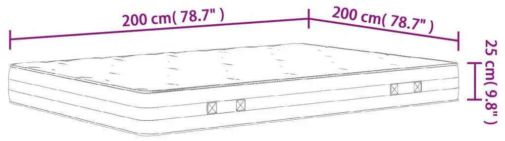 Στρώμα με Pocket Springs Μεσαία Σκληρότητα 200 x 200 εκ. - Λευκό