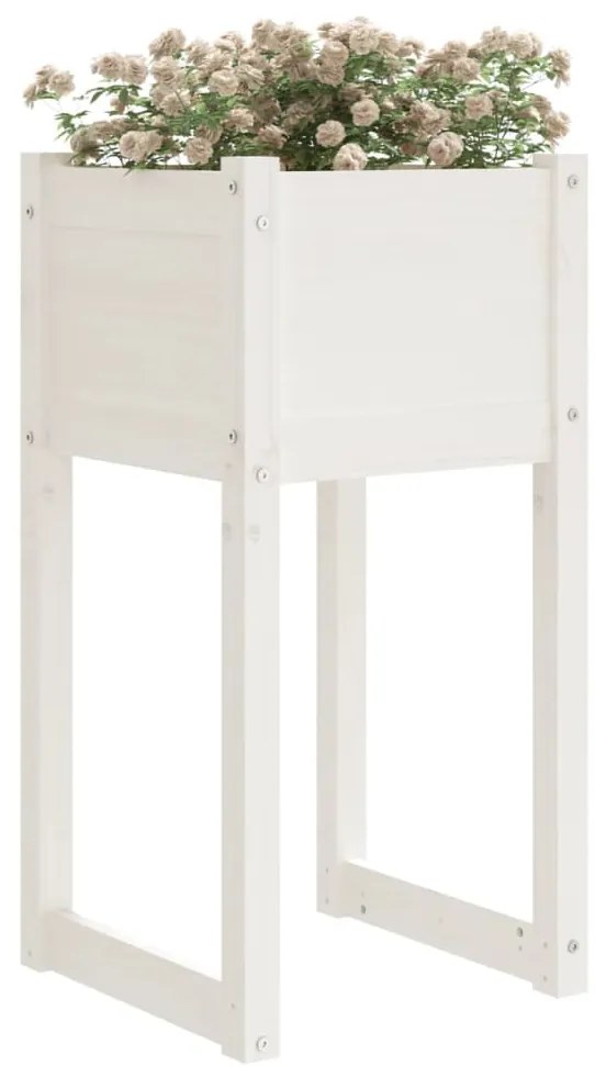 vidaXL Ζαρντινιέρα Λευκή 40 x 40 x 81 εκ. από Μασίφ Ξύλο Πεύκου