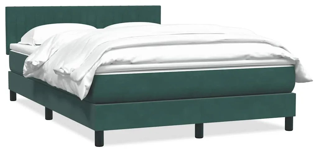 vidaXL Κρεβάτι Boxspring με Στρώμα Σκούρο Πράσινο 160x210εκ. Βελούδινο