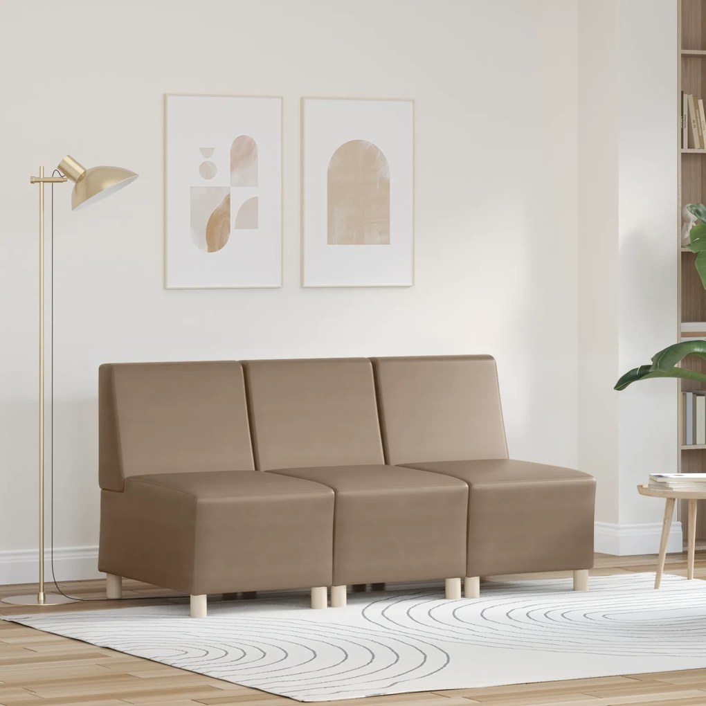 vidaXL Καναπέδες 3 pcs Καπουτσίνο 55 x 74 x 82 εκ. Τεχνητό δέρμα