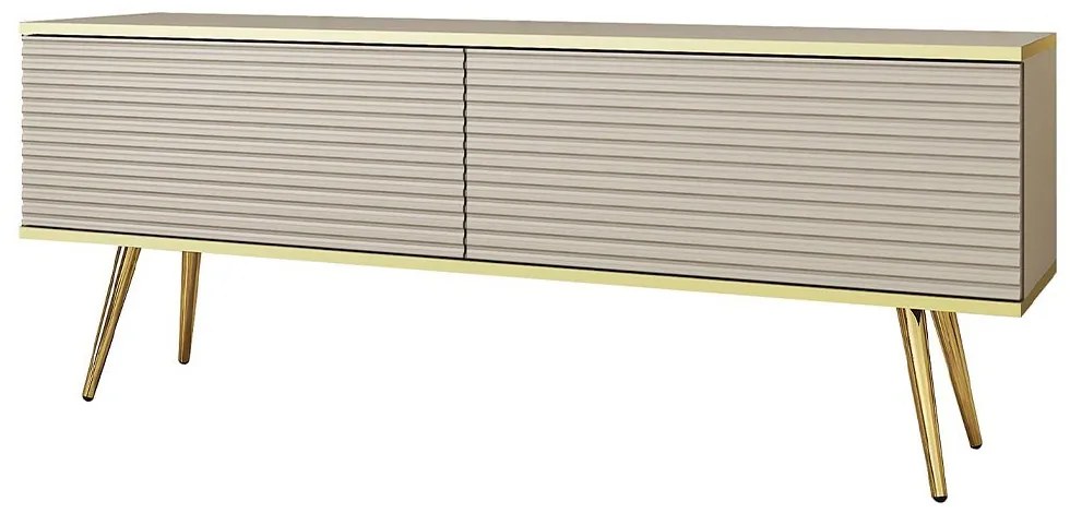 Έπιπλο Τηλεόρασης Oro P_ORO_STV_BZ_MDF_GL 135x32x53cm Beige-Gold