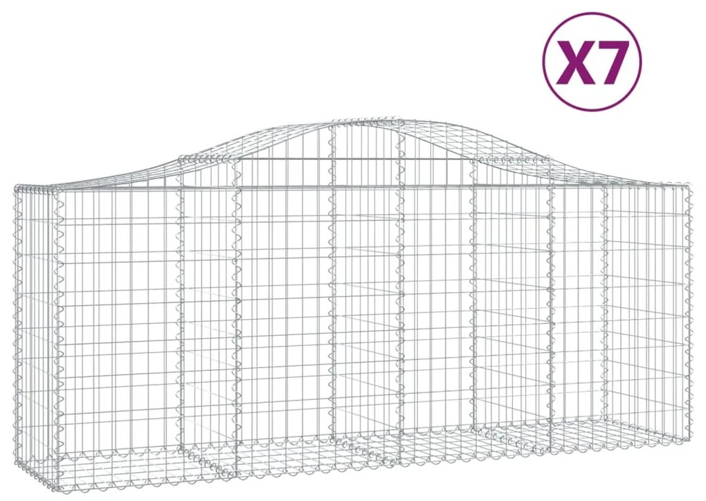 vidaXL Συρματοκιβώτια Τοξωτά 7 τεμ. 200x50x80/100 εκ. Γαλβαν. Ατσάλι