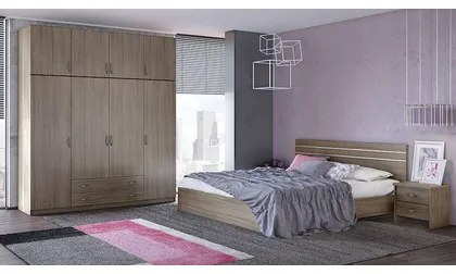Savvidis Furniture  Σετ Κρεβατοκάμαρας 4τμχ (κρεβάτι για στρώμα 140x190, 2 κομοδίνα και ντουλάπα) N1 Μόκα Μελαμίνη BEST-8080302