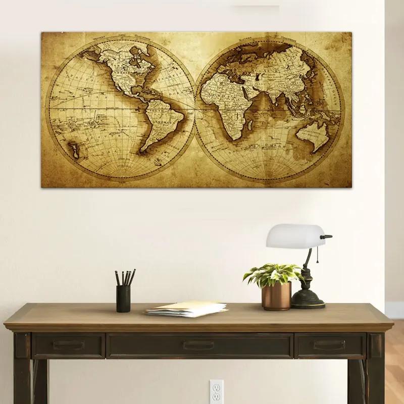 Πίνακας σε καμβά "Ancient World Map" Megapap ψηφιακής εκτύπωσης 120x60x3εκ.