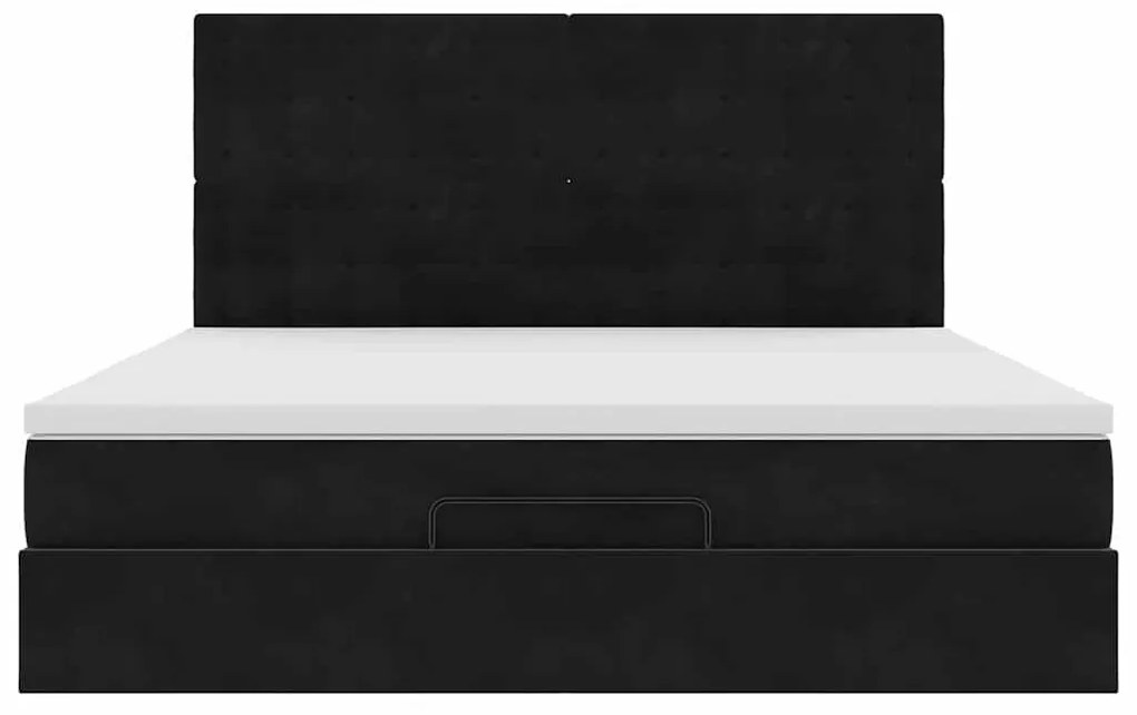 vidaXL Οθωμανικό κρεβάτι με στρώματα Μαύρο 160x200cm Velvet