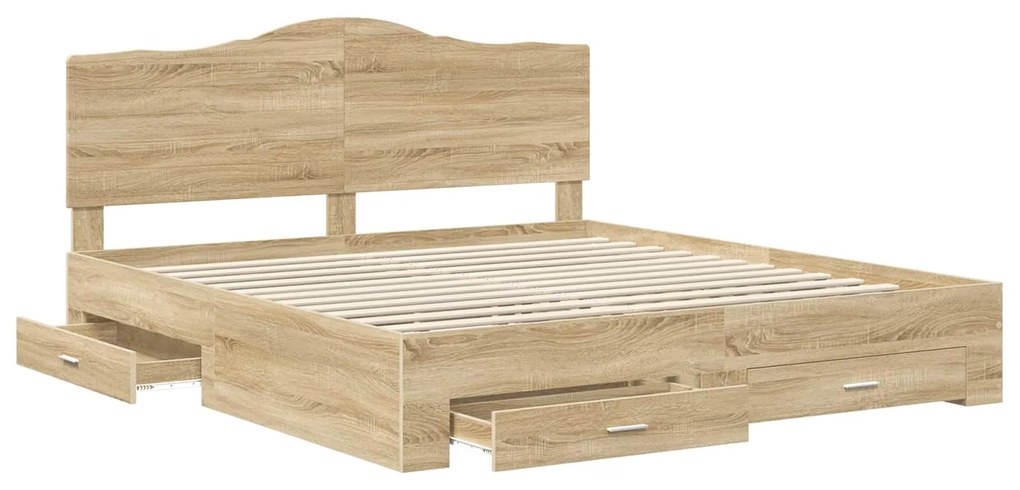 vidaXL Σκελετός Κρεβατιού Δρύς Sonoma 200 x 200 cm Επεξεργασμένο ξύλο