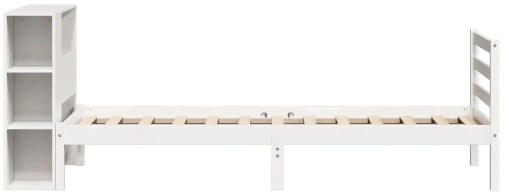 vidaXL Κρεβάτι Βιβλιοθήκη Χωρίς Στρώμα Λευκό 75x190 εκ Μασίφ Πεύκο