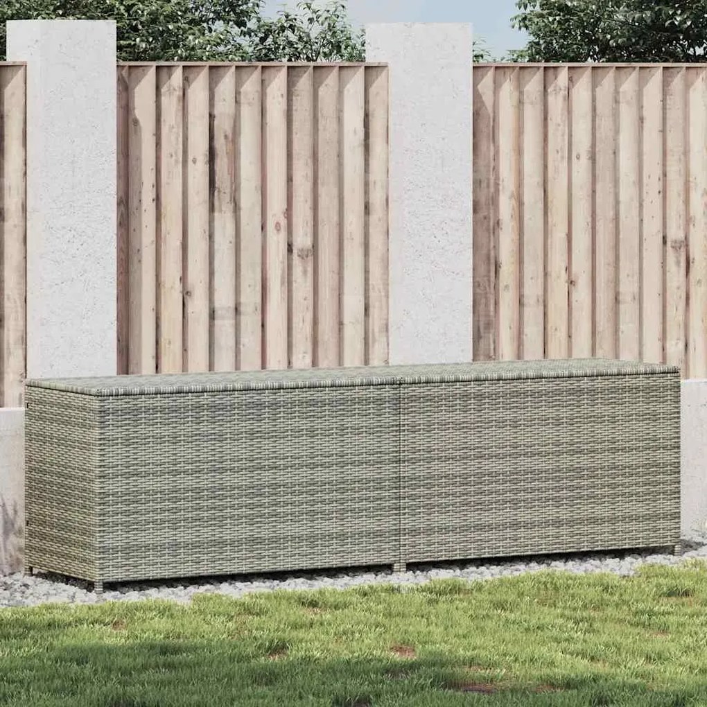 vidaXL Κουτί Αποθήκευσης Κήπου Γκρι 200x50x60 εκ. από Συνθετικό Ρατάν