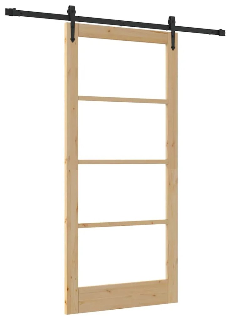 vidaXL Ολισθητή Πόρτα Καφέ 93 x 202 cm Ξύλο και μέταλλο