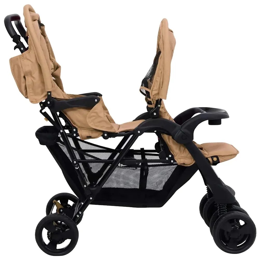 vidaXL Καρότσι Διδύμων Taupe Ατσάλινο