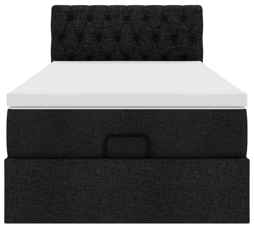 vidaXL Οθωμανικό κρεβάτι με στρώμα Μαύρο 90x200cm Ύφασμα