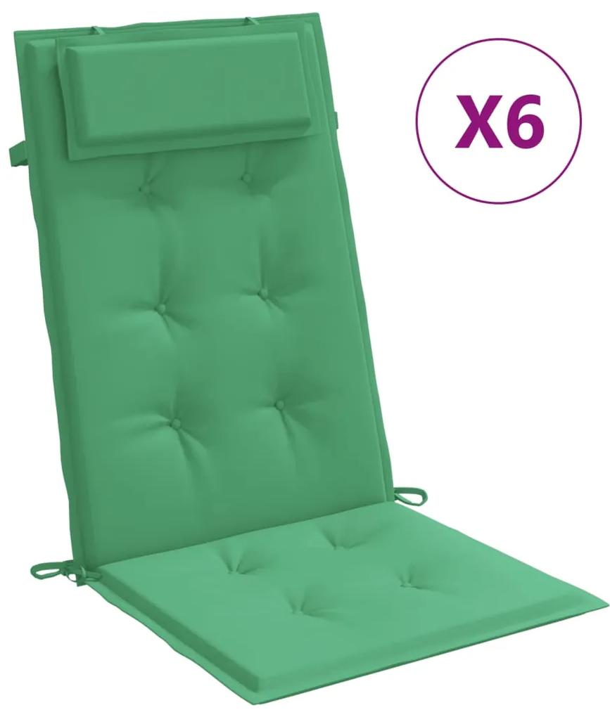 vidaXL Μαξιλάρια Καρέκλας με Πλάτη 6 τεμ. Πράσινα από Ύφασμα Oxford