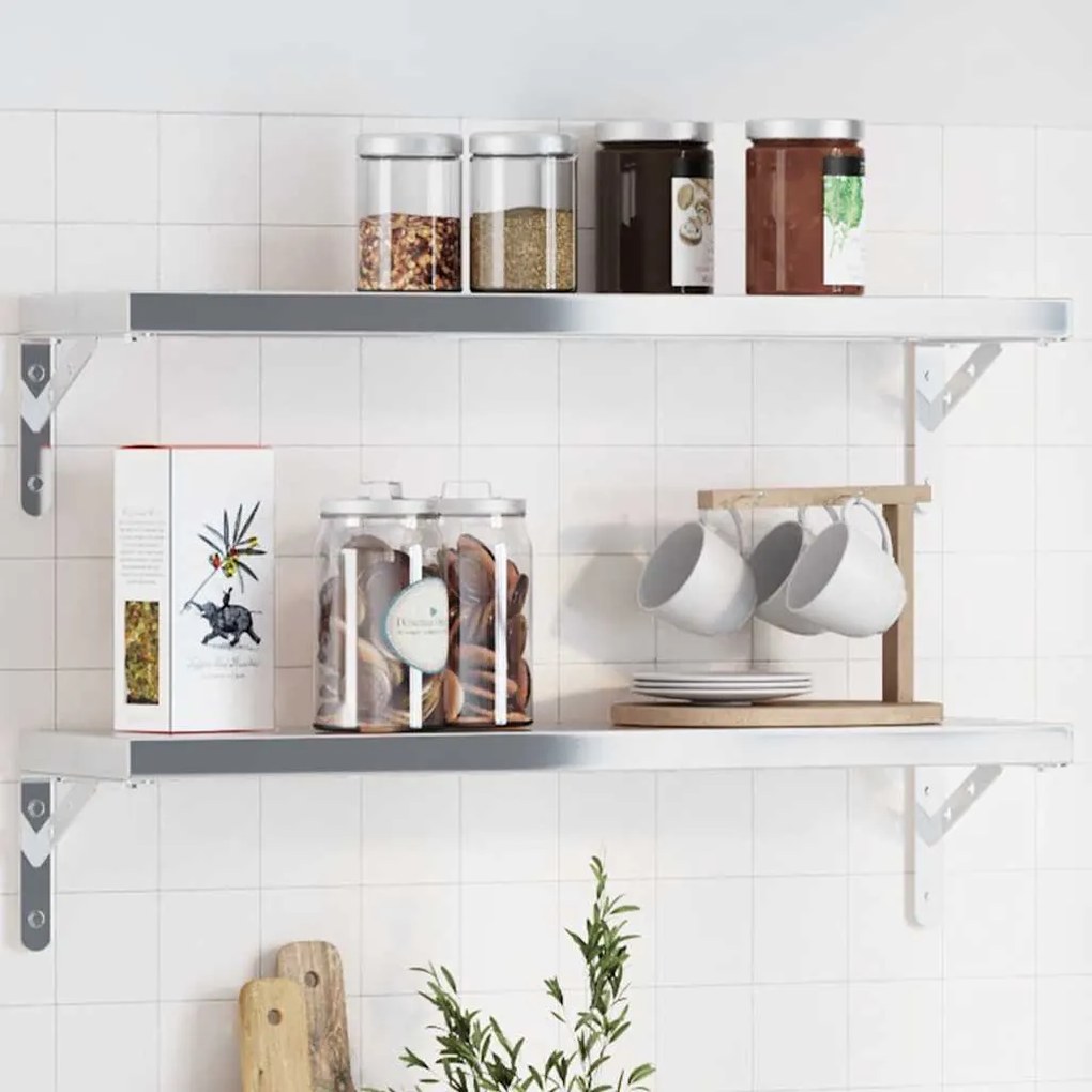 Στηρίγματα Ραφιών 4 Τεμ. Ασημί 20x2,5x14 εκ. Ανοξείδωτο Ατσάλι