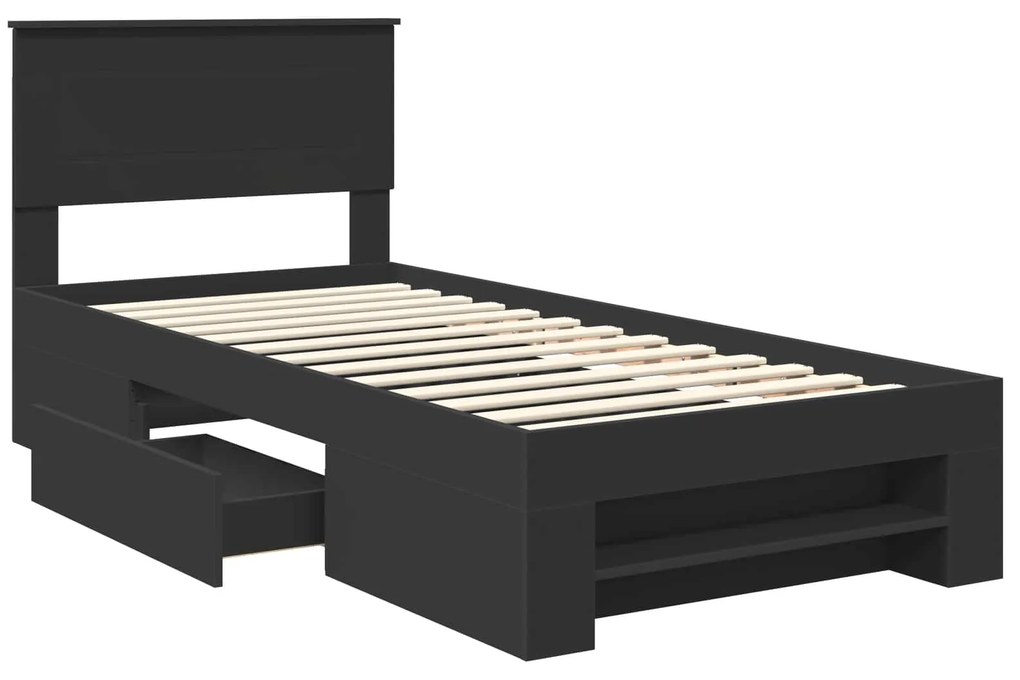 vidaXL Σκελετός Κρεβατιού Μαύρο 90 x 200 cm Επεξεργασμένο ξύλο