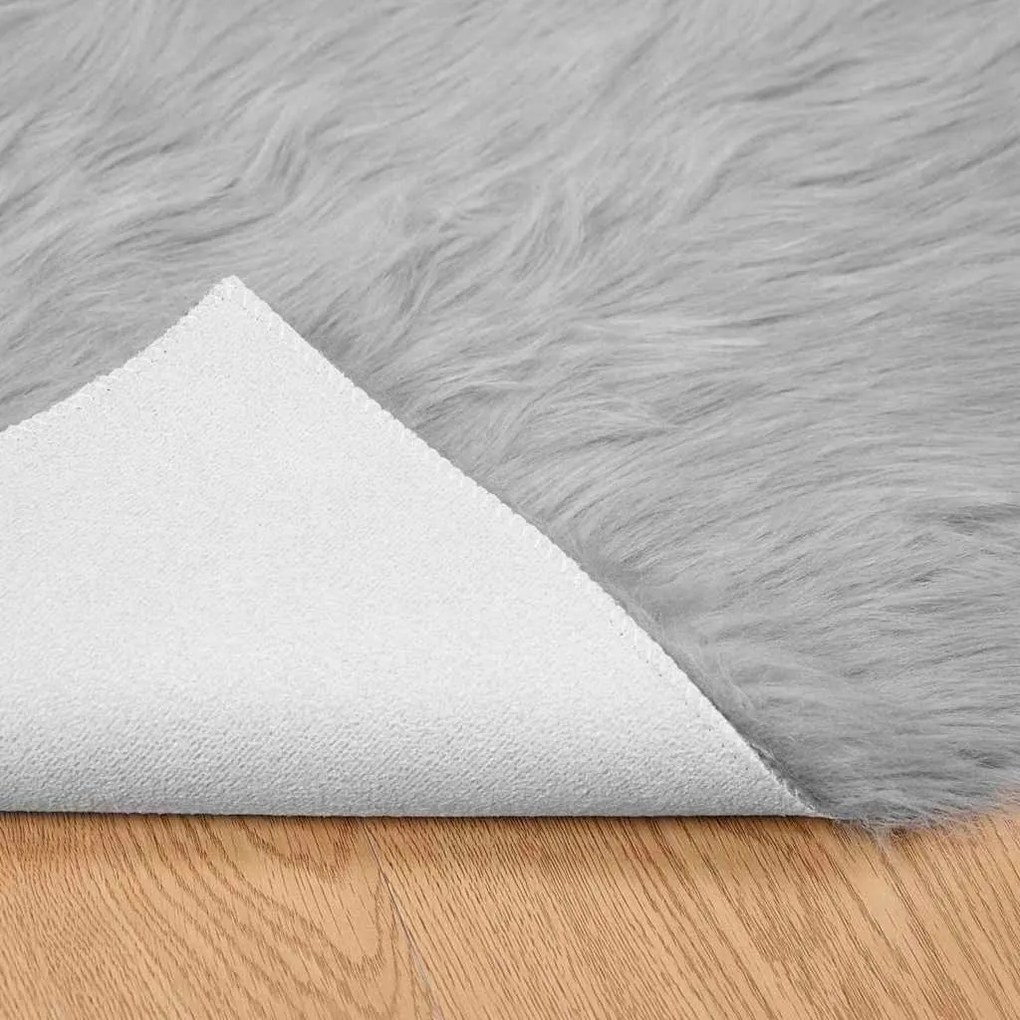 vidaXL Ψεύτικο Δέρμα Προβάτου Χαλί Tafalla Γκρι 80 x 200 cm