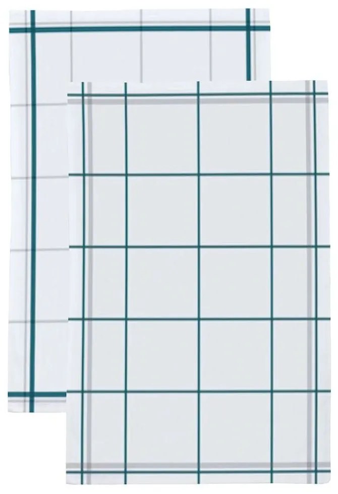 Ποτηρόπανα Ζακάρ 33 Σετ 2τμχ White - Blue Viopros 50x70cm 100% Cotton