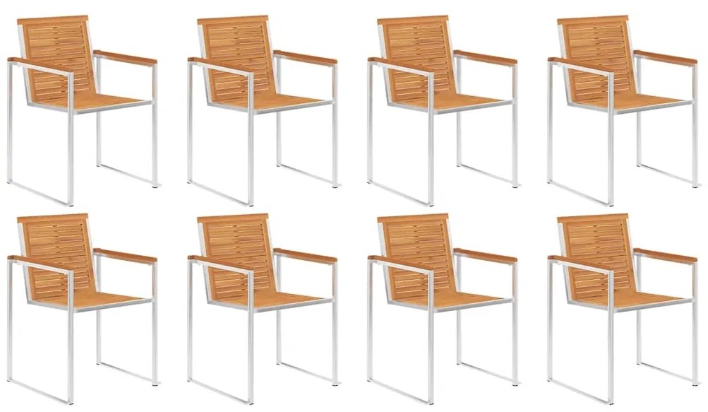 vidaXL Καρέκλες Κήπου 8 τεμ. από Μασίφ Ξύλο Ακακίας με Μαξιλάρια