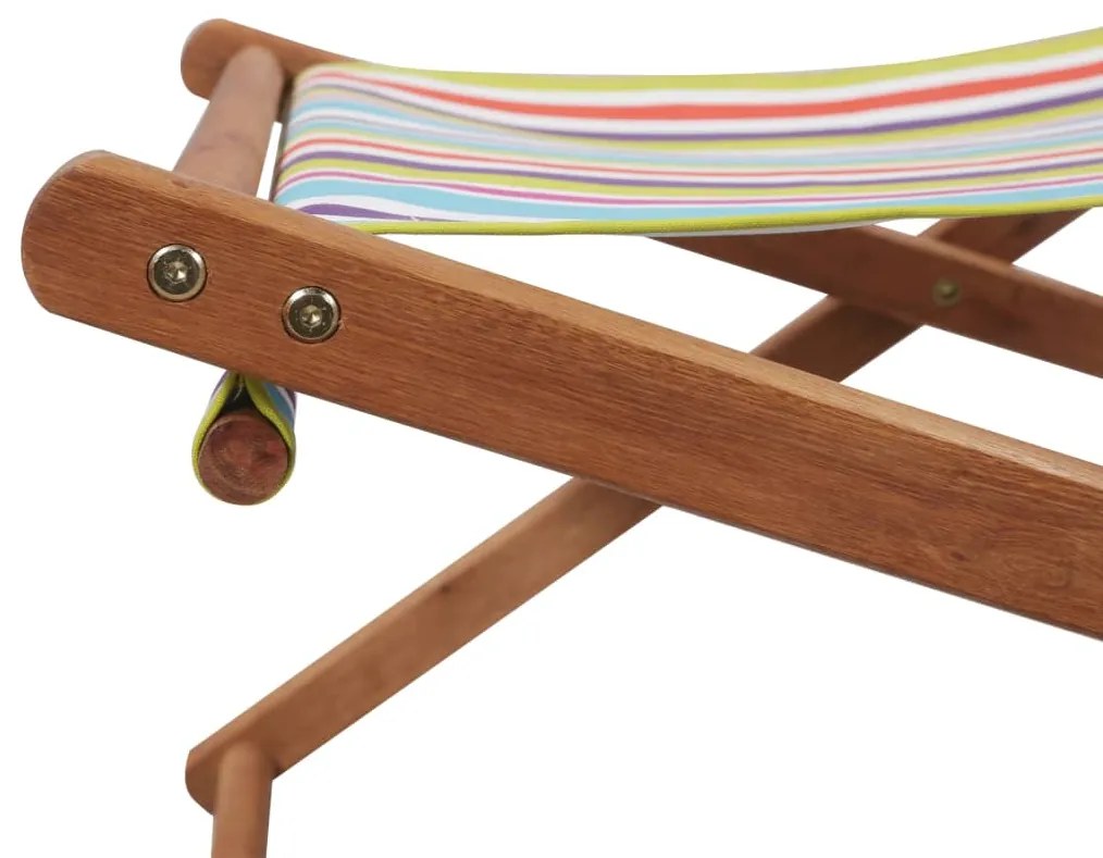 vidaXL Σεζλόνγκ Πτυσσόμενη Πολύχρωμη Υφασμάτινη / Ξύλινος Σκελετός