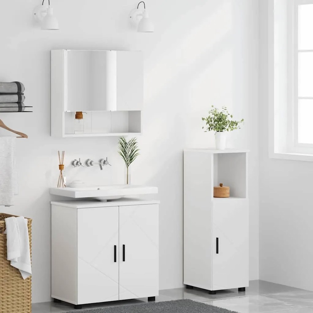vidaXL Σετ Επίπλων Μπάνιου Επιτοίχιο 3 pcs Λευκό 61 x 35 x 64 εκ.