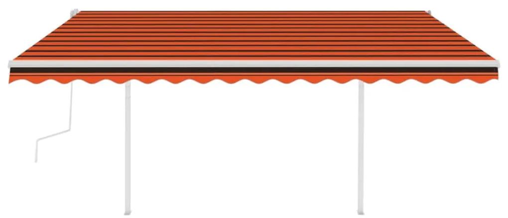vidaXL Τέντα Συρόμενη Χειροκίνητη με Στύλους Πορτοκαλί / Καφέ 4,5x3 μ.