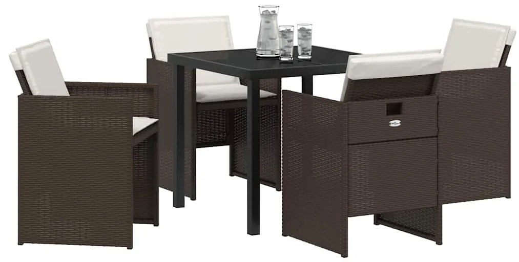 vidaXL Σέτ φαγητού για κήπο 5 pcs Καφέ συνθετικό ρατάν