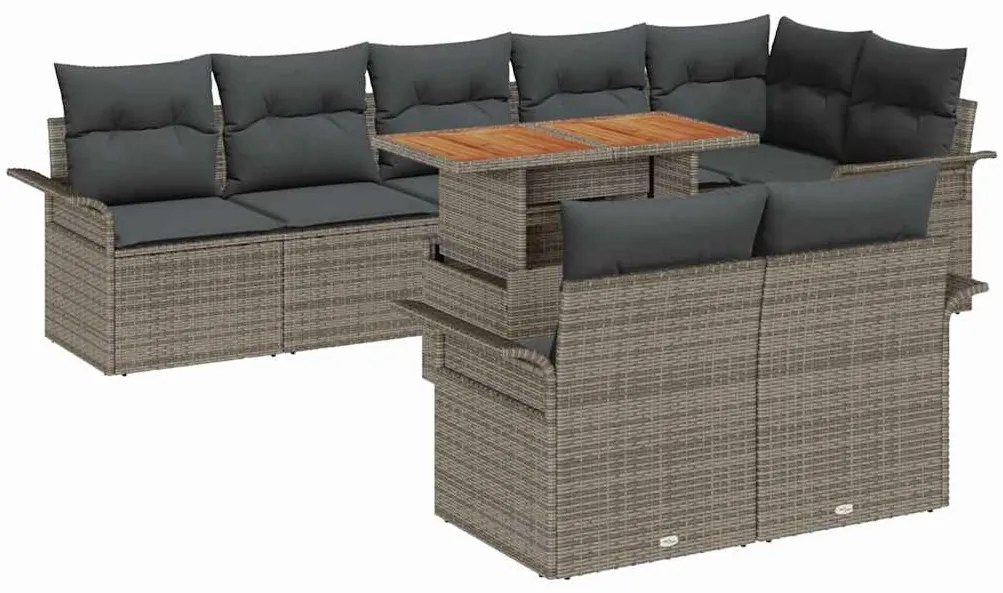 vidaXL Σετ Καναπέ Κήπου με μαξιλάρι 9 pcs Γκρι 100 x 55 x 73 εκ