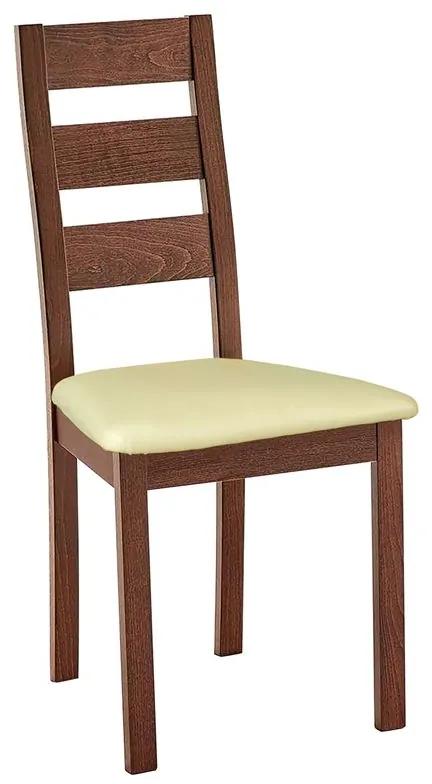 Ε782,3 MILLER Καρέκλα Οξυά Καρυδί, PVC Εκρού  45x52x97cm Καρυδί/Εκρού,  Ξύλο/PVC - PU, , 2 Τεμάχια