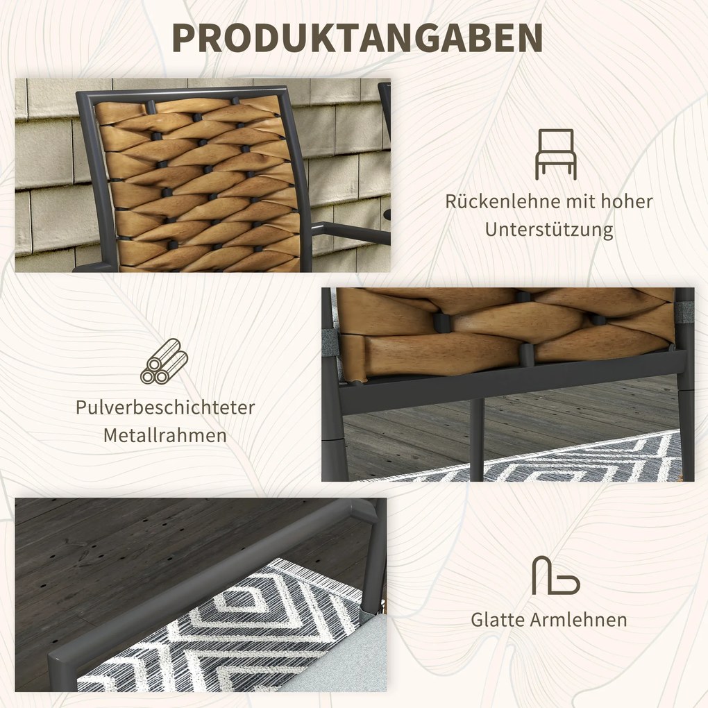 Outsunny Καρέκλες Κήπου Εξωτερικού Χώρου, Ανθεκτικές στις Καιρικές Συνθήκες, Μοντέρνος Σχεδιασμός, 57 x 58 x 87cm, Γκρι