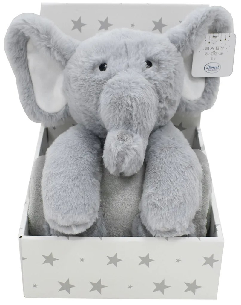 Κουβέρτα Fleece Αγκαλιάς (75x90) + Λούτρινο Dimcol Elephant 03 Grey